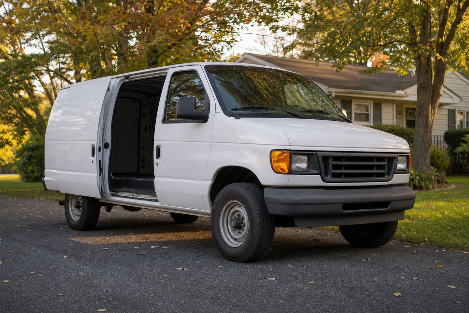 The service van parked in a residential driveway